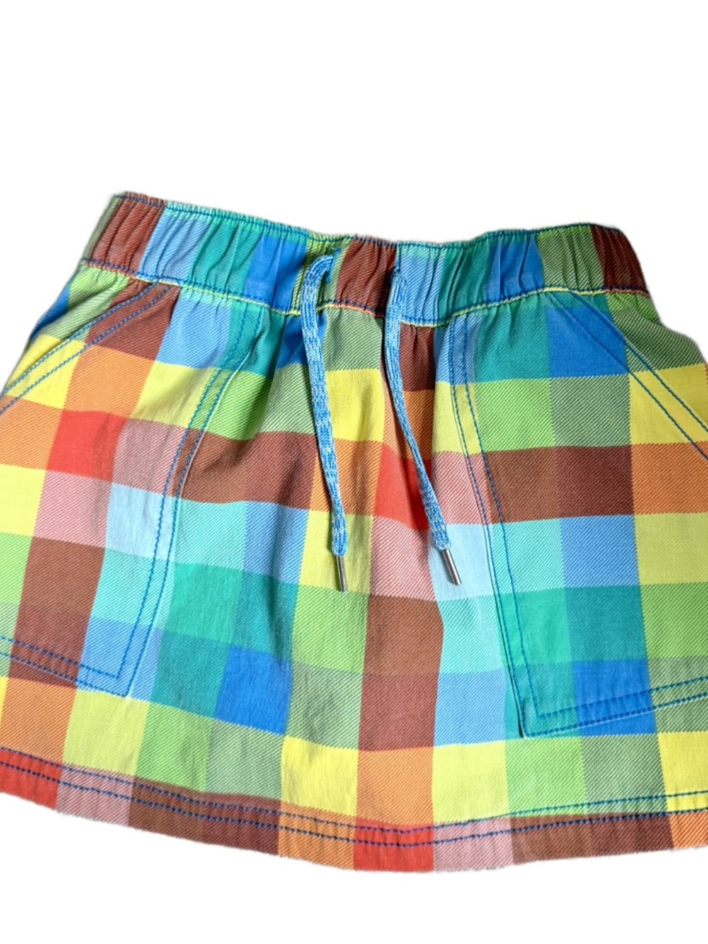 Hanna Andersson Multicolor Rainbow Plaid Drawstring Skort